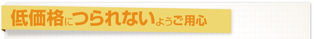 低価格につられないようにご用心